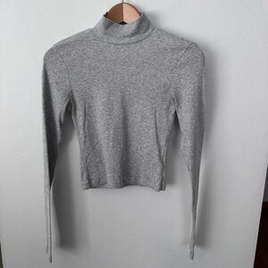 American Eagle gray ribbed fitted mock neck long sleeve Size XSmall